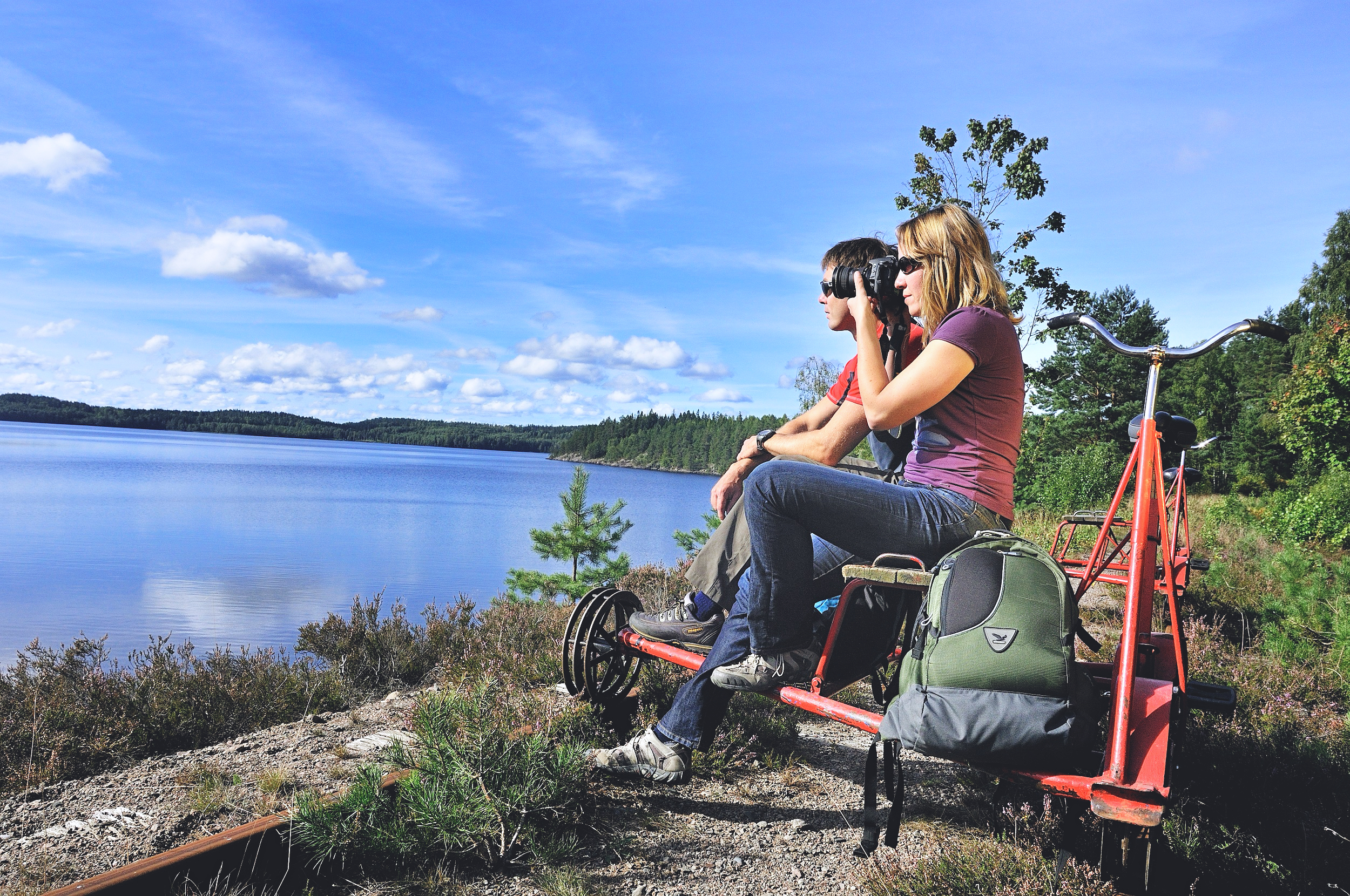 Utsikt fotograferas från dressin